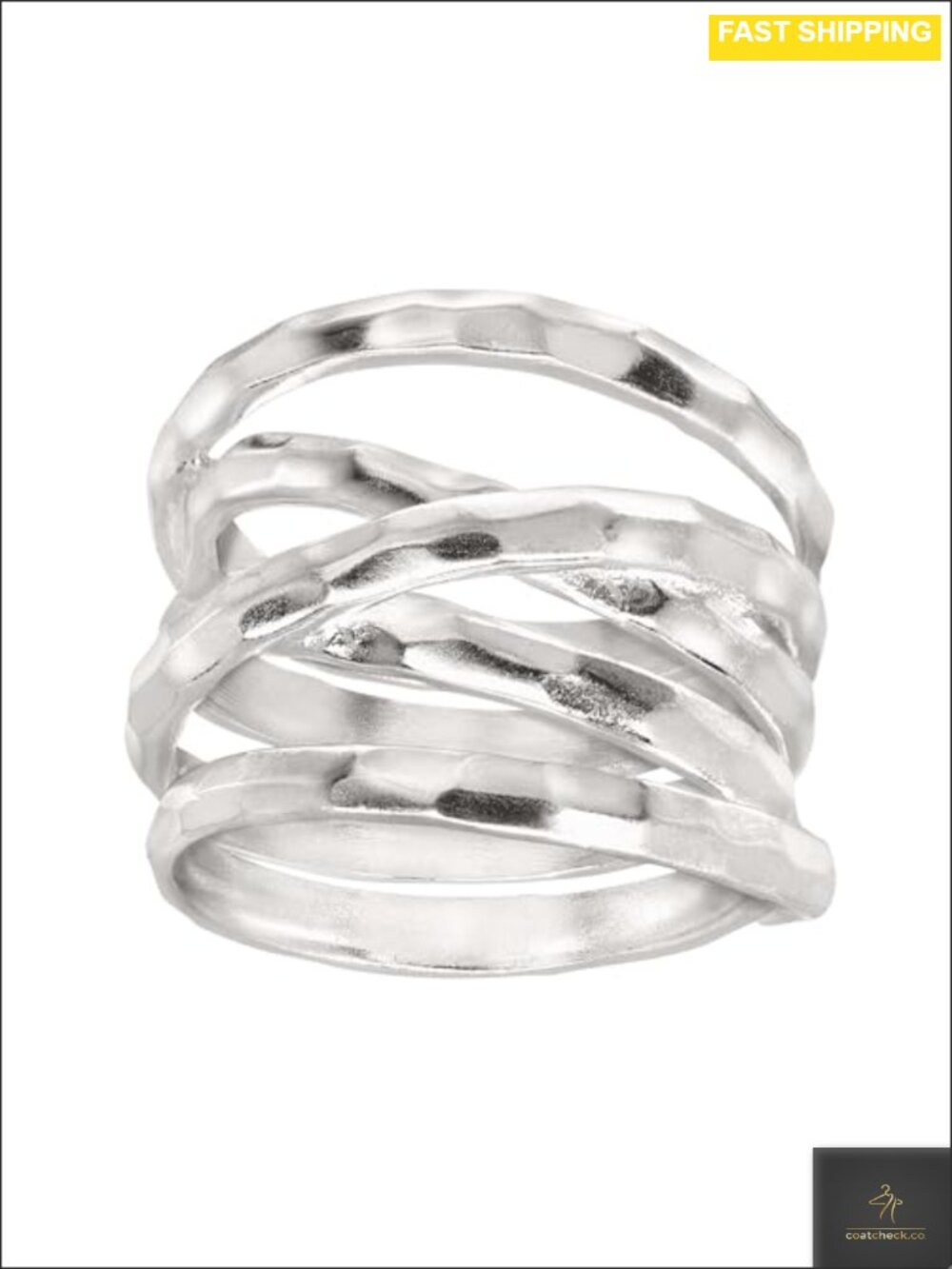 Sterling Silver Overlapping Textured Band Ring Stackable Size 11